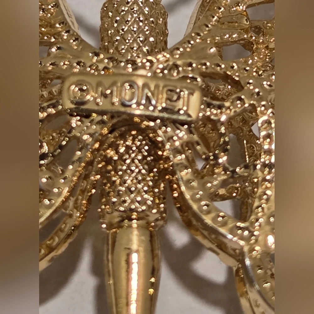 Monet Vintage Goldtone Filigree Butterfly Brooch